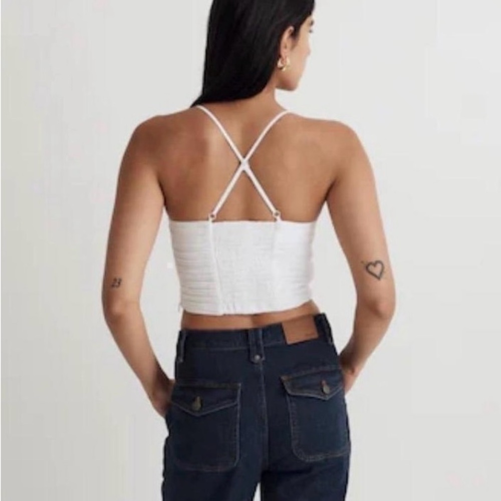 NWOT Madewell Poplin Ruched Crop Women's Top S - Picture 3 of 8